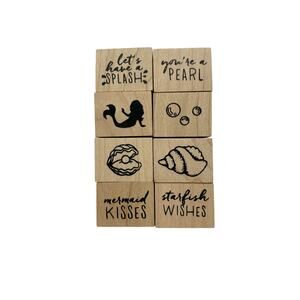 HERO ARTS Ink N Stamp Mermaid Kisses Woodblock Stamp Set of 8 #LP457